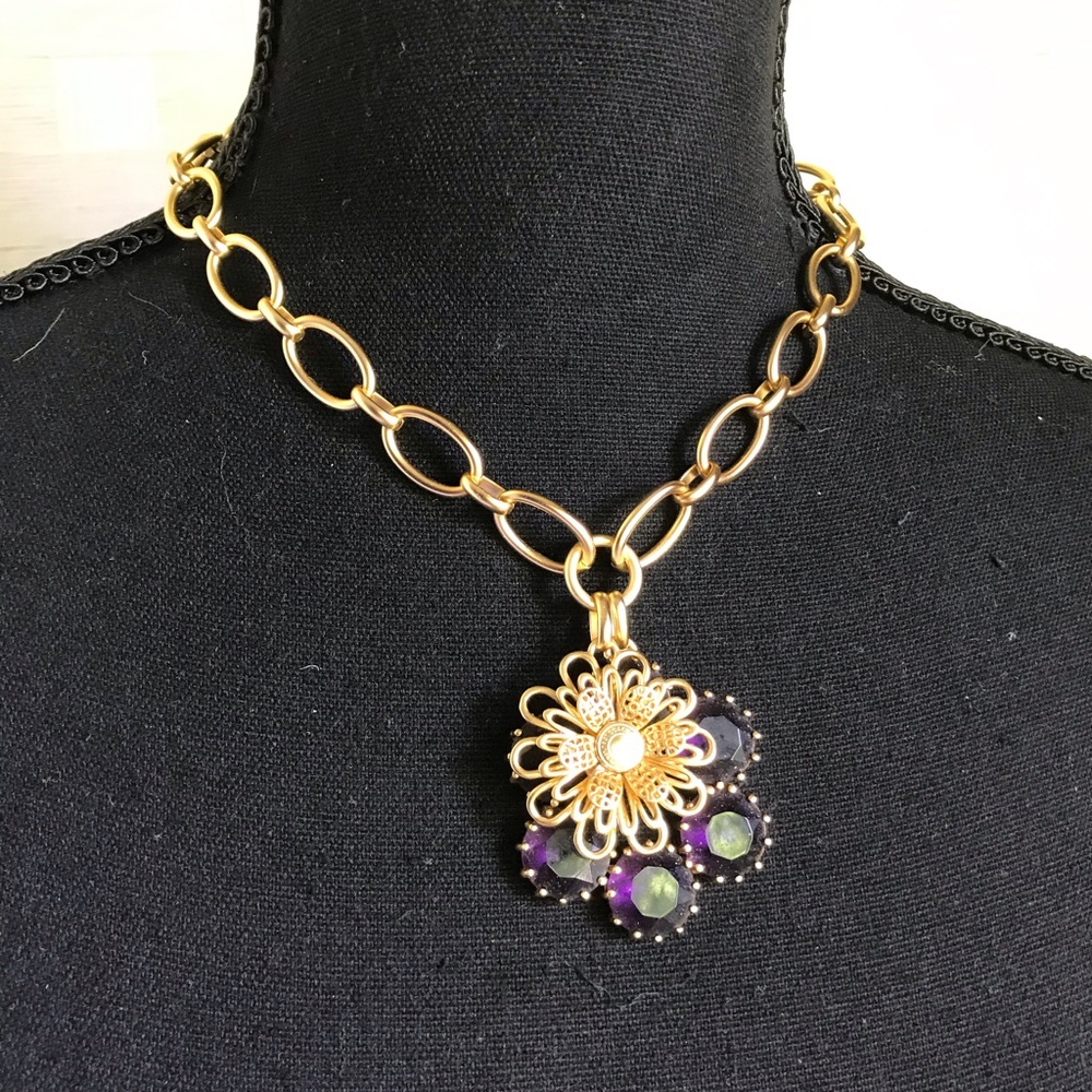 Coach Chunky Gold Necklace w/ Flower